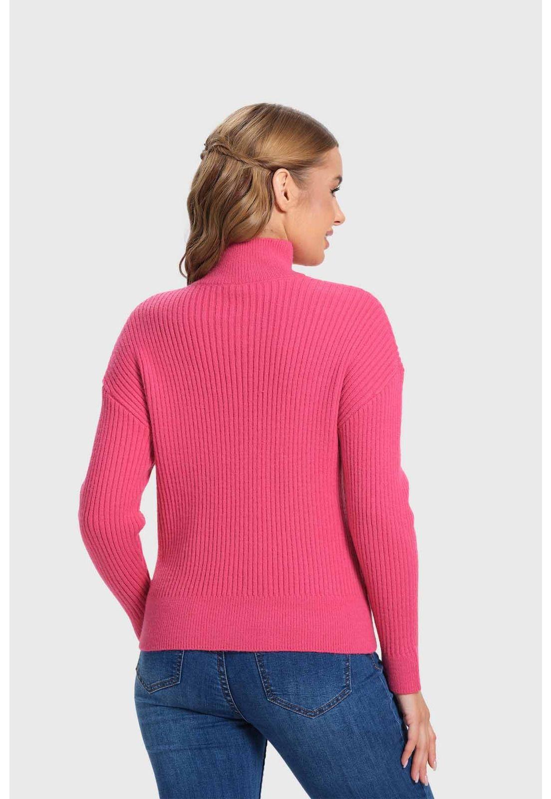 Sweater Mujer Textura Fucsia Oscuro-2