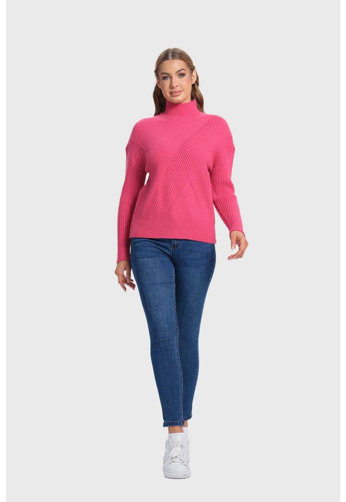 Sweater Mujer Textura Fucsia Oscuro-3