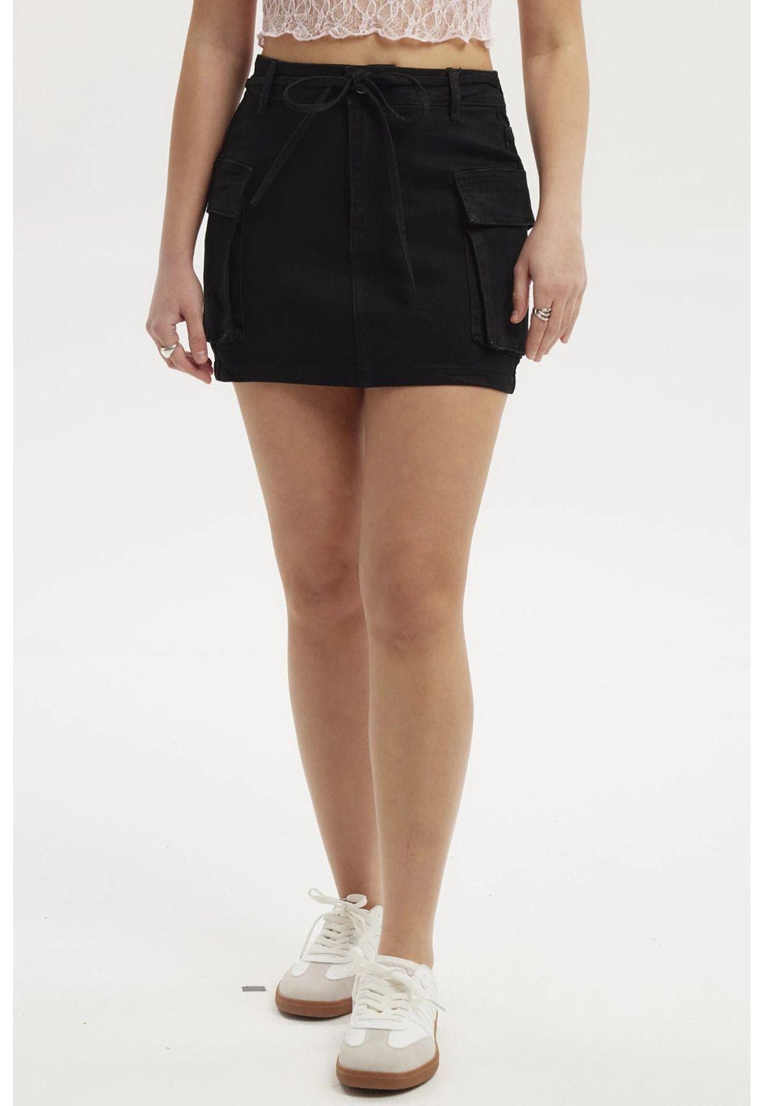 Falda Mujer Lazo Largo Negro-0