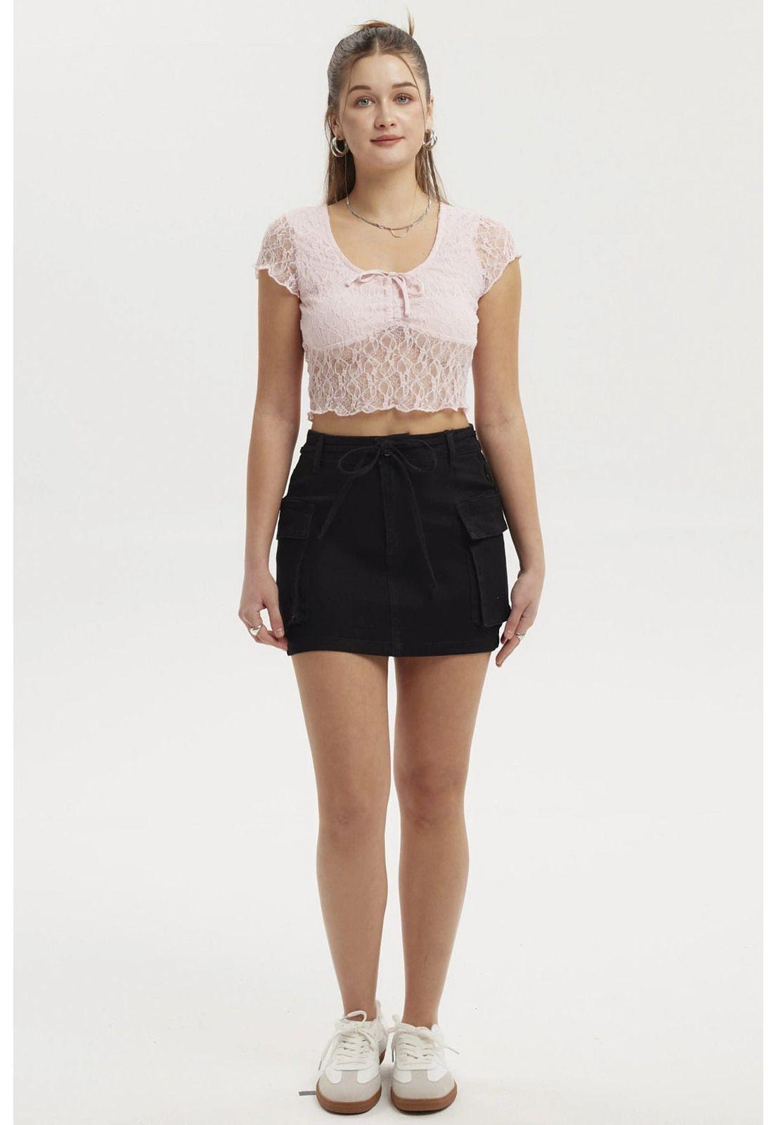 Falda Mujer Lazo Largo Negro-3