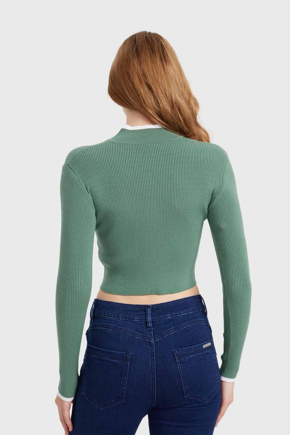 Sweater Mujer Contraste Verde-2