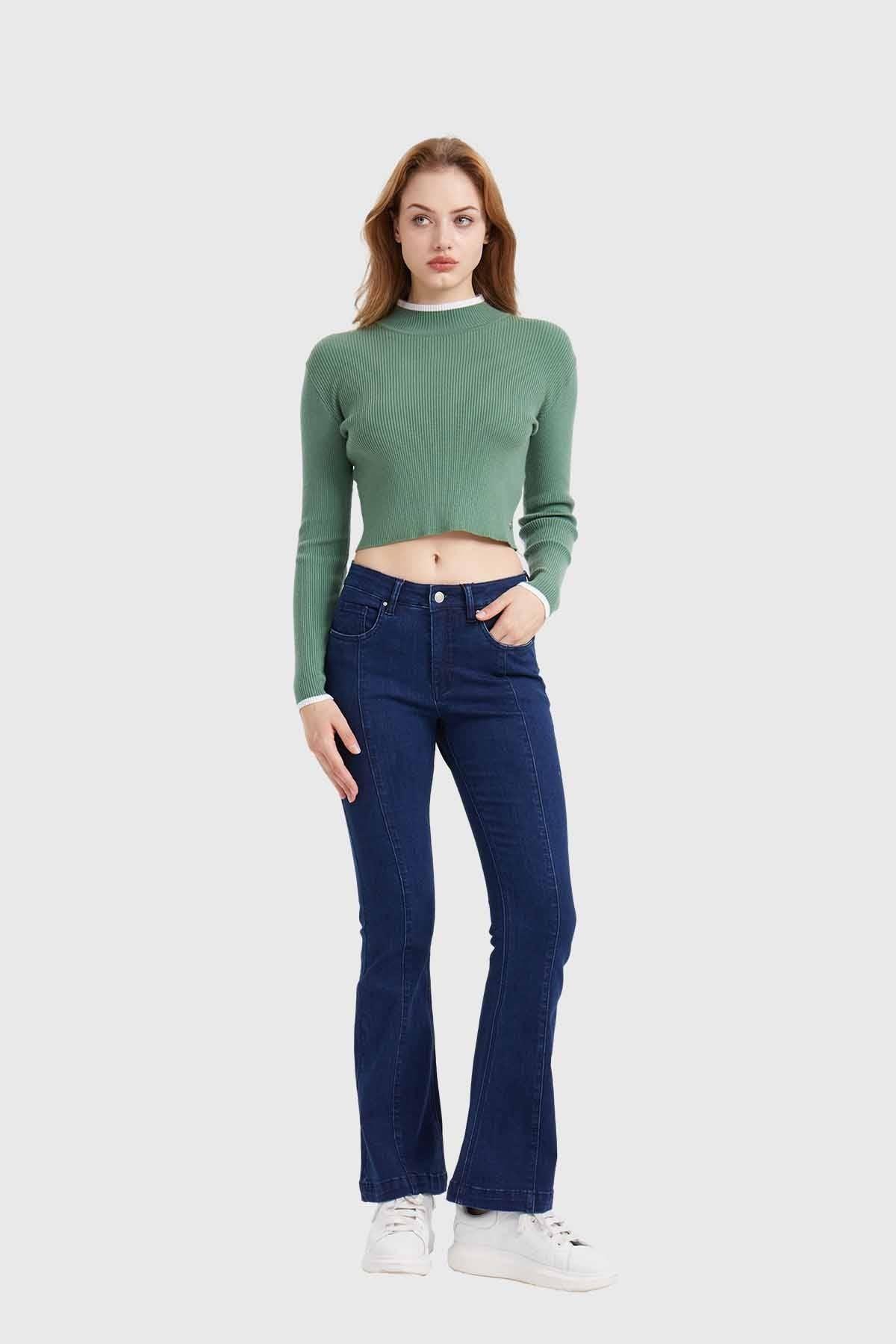 Sweater Mujer Contraste Verde-3