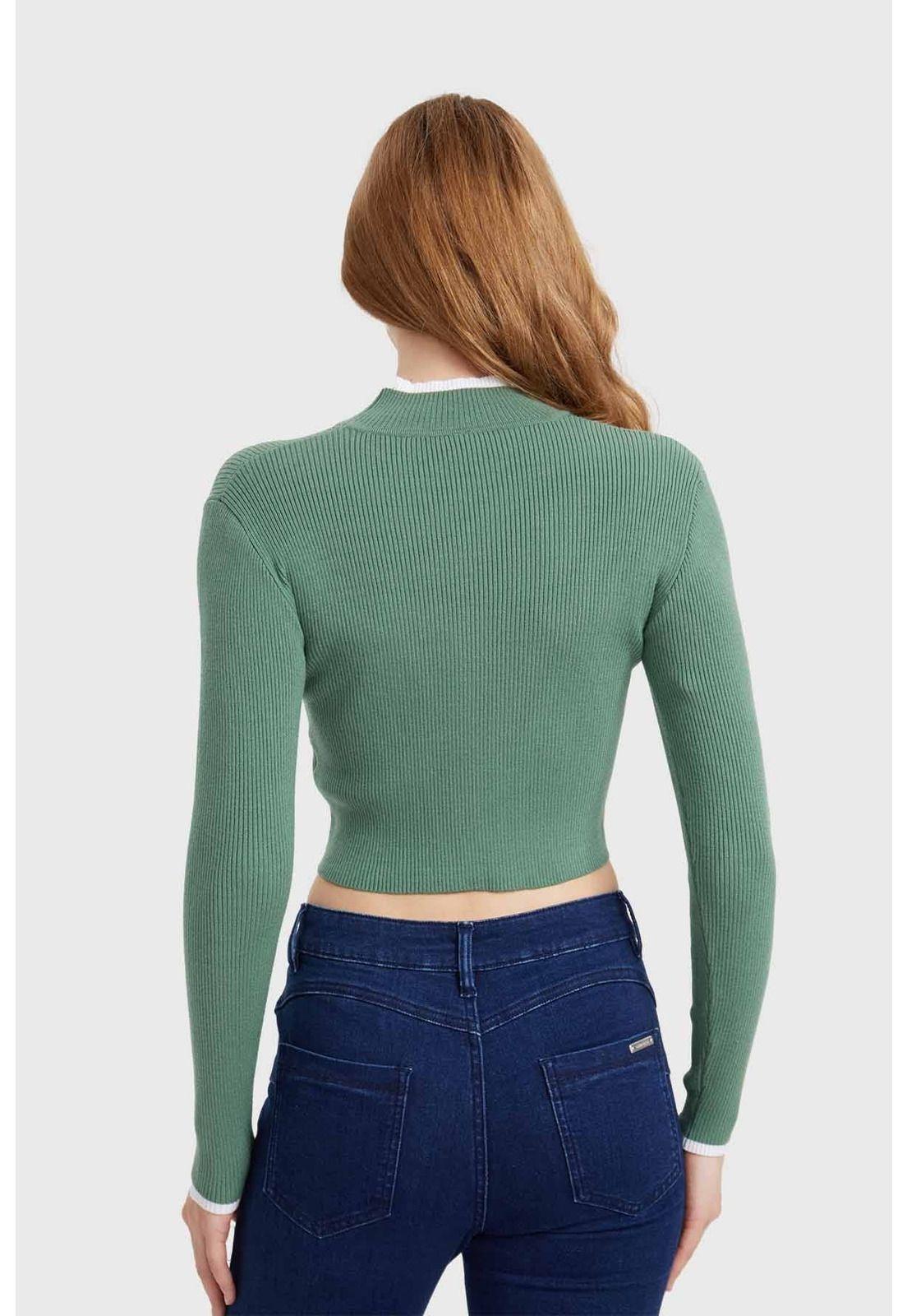 Sweater Mujer Contraste Verde-2