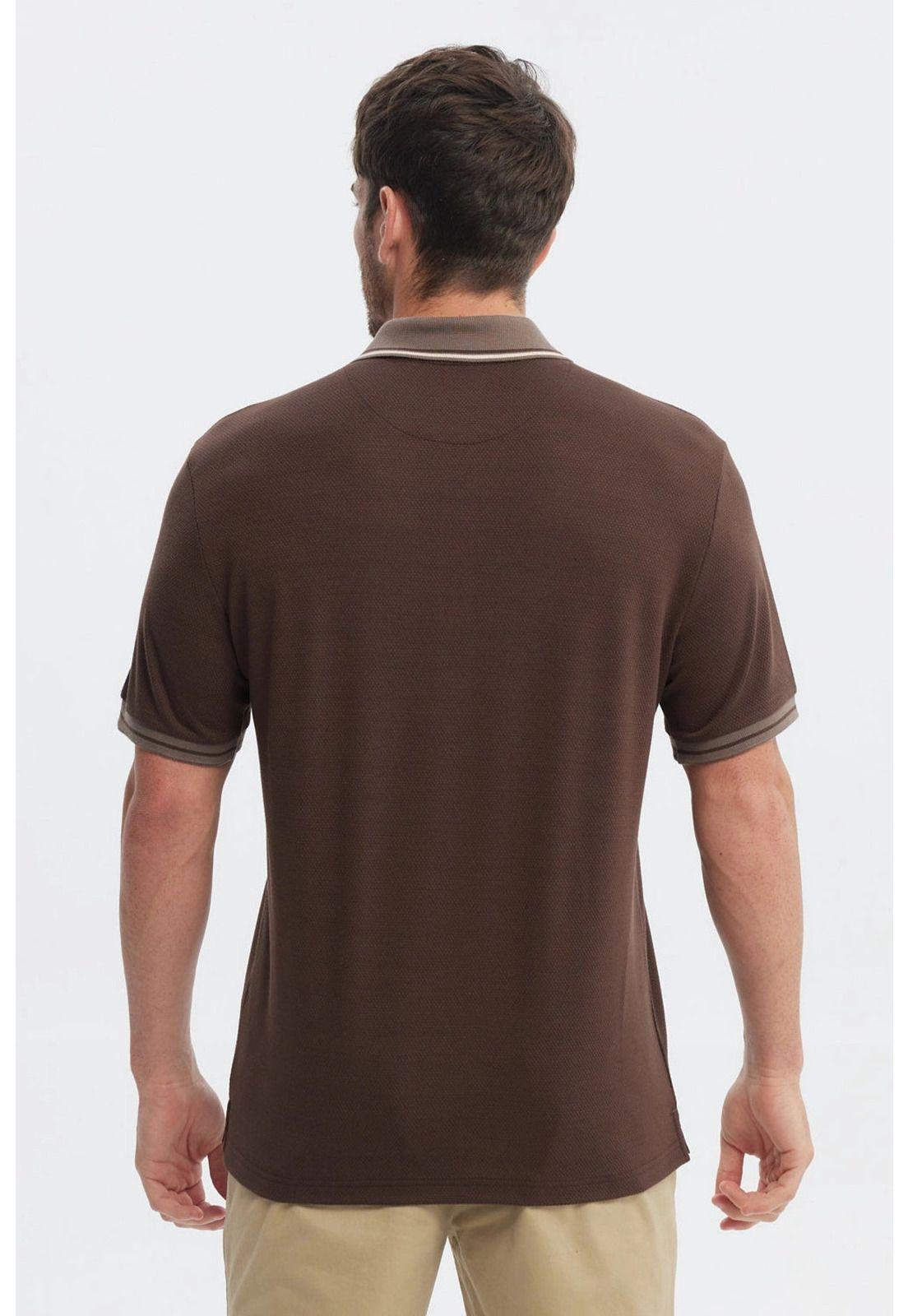 Polera Hombre Textura Cierre Polo Chocolate-2