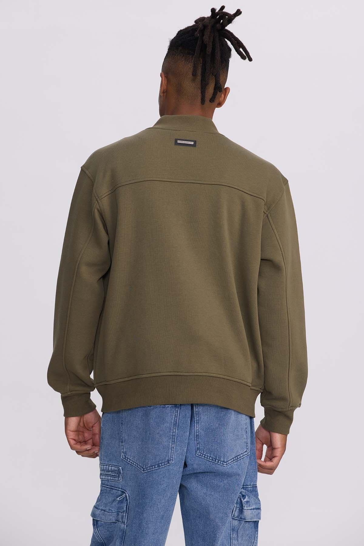 Polerón Hombre Bomber Verde Olivo-2