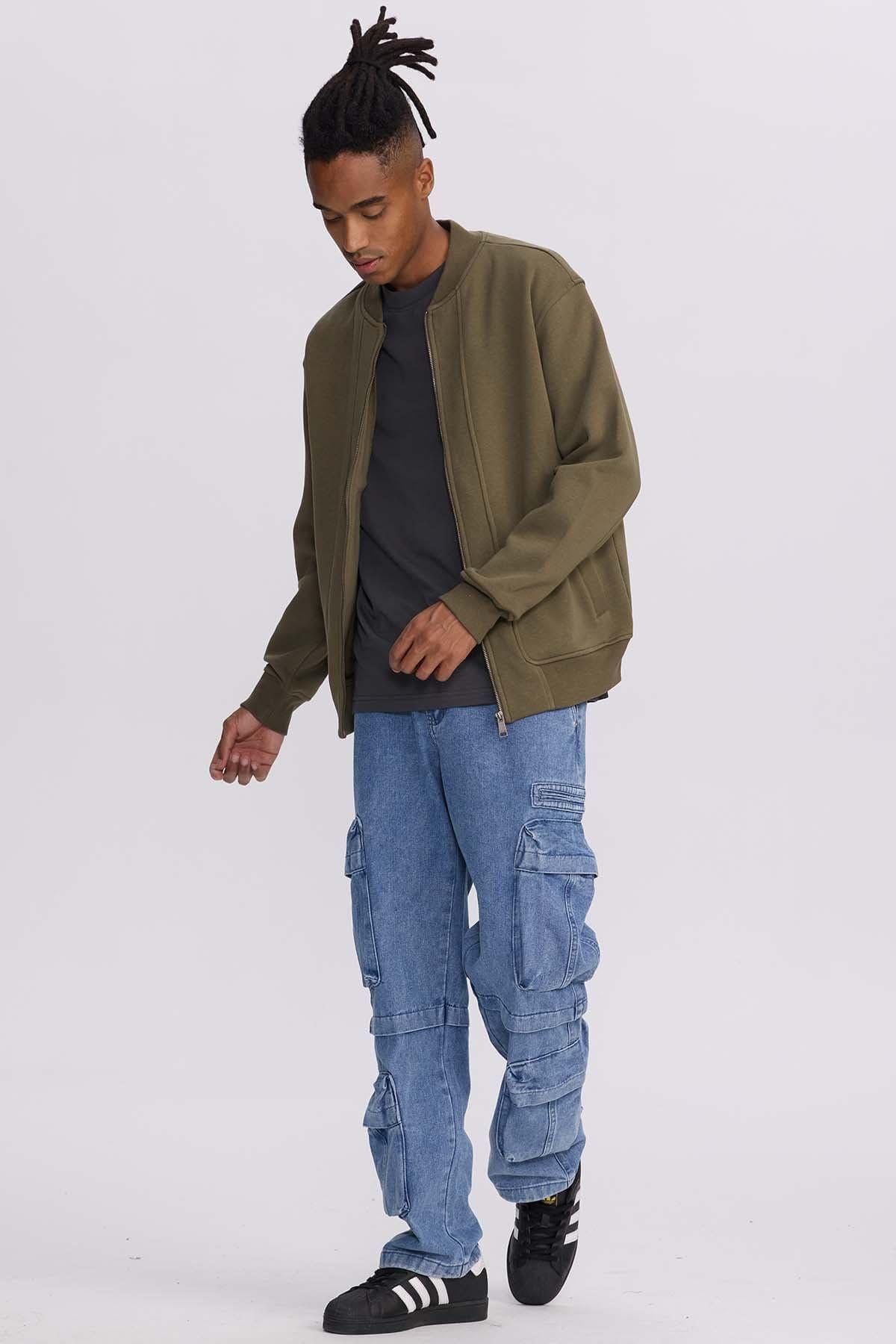 Polerón Hombre Bomber Verde Olivo-3