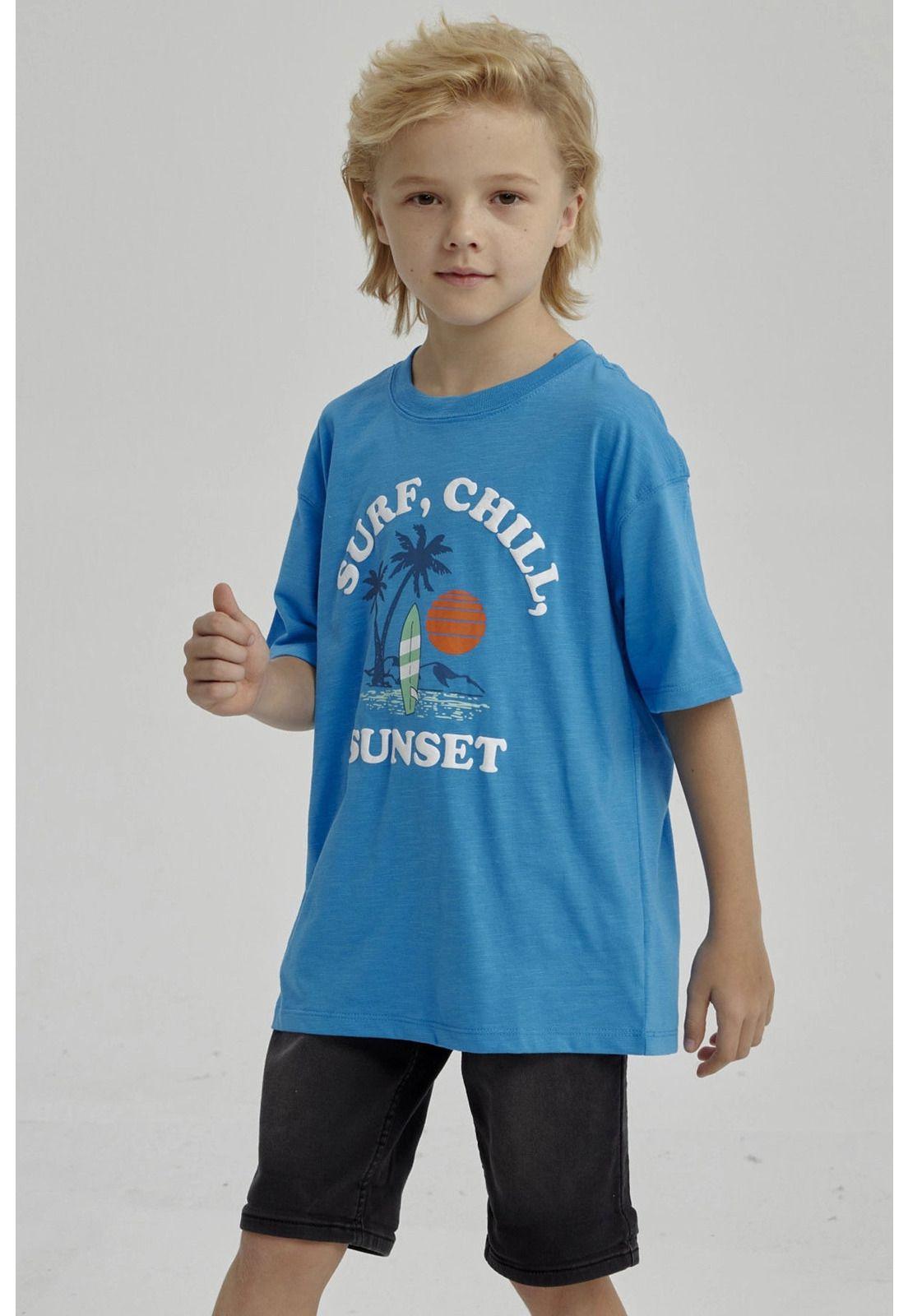 Polera Niño Con Print Azul Claro-3