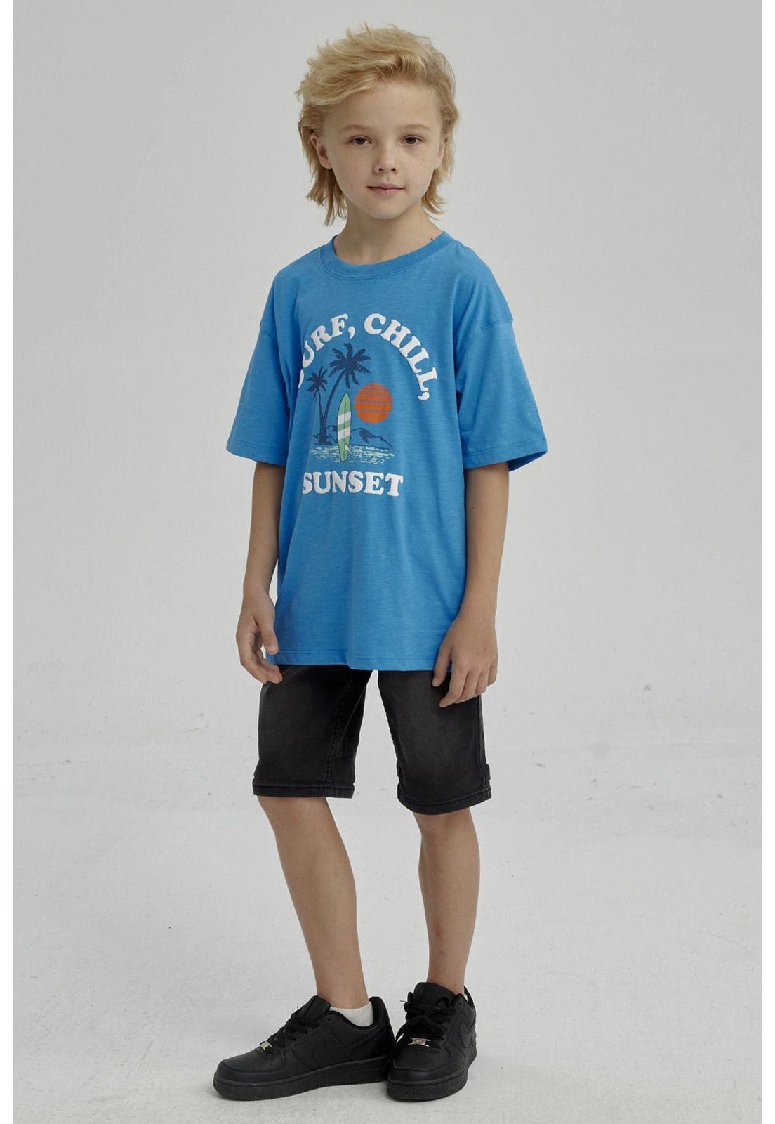 Polera Niño Con Print Azul Claro-7