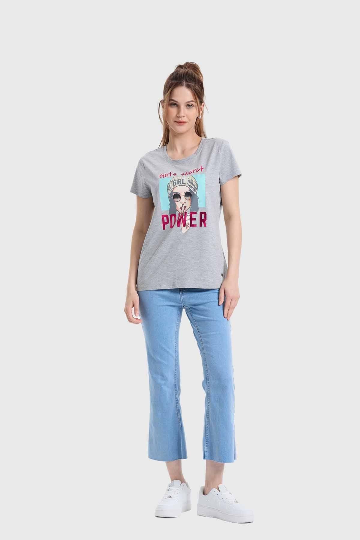 Polera Mujer Básica Print Gris-3