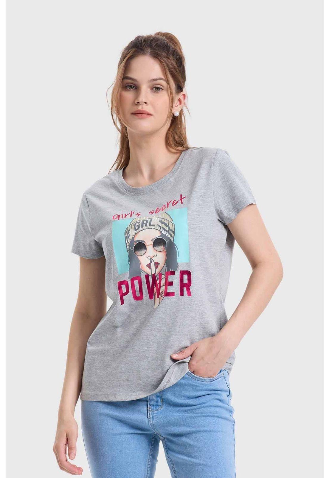 Polera Mujer Básica Print Gris - ll-0