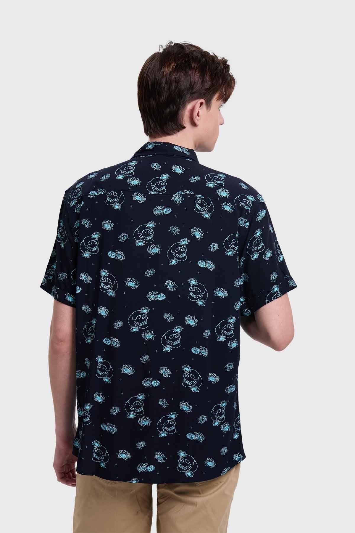 Camisa Hombre Mini Print Azul-2