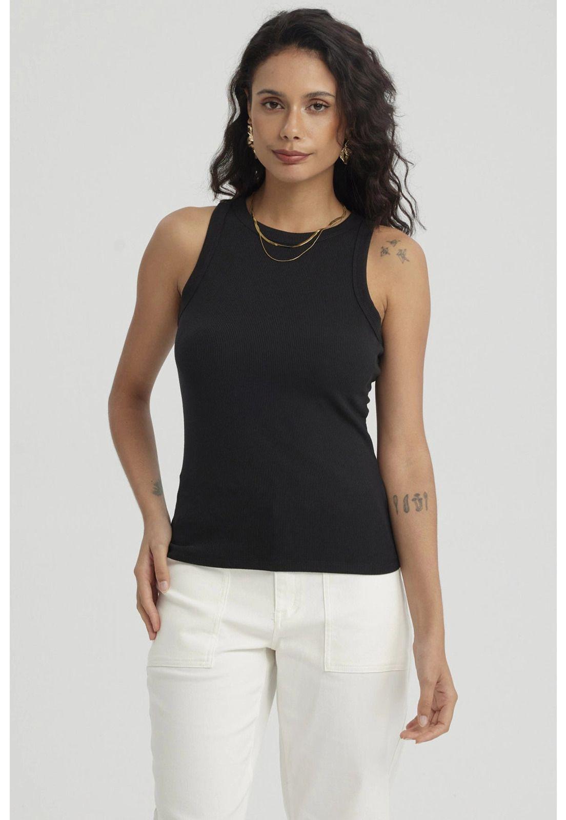 Polera Mujer Rib Grueso Negro-0