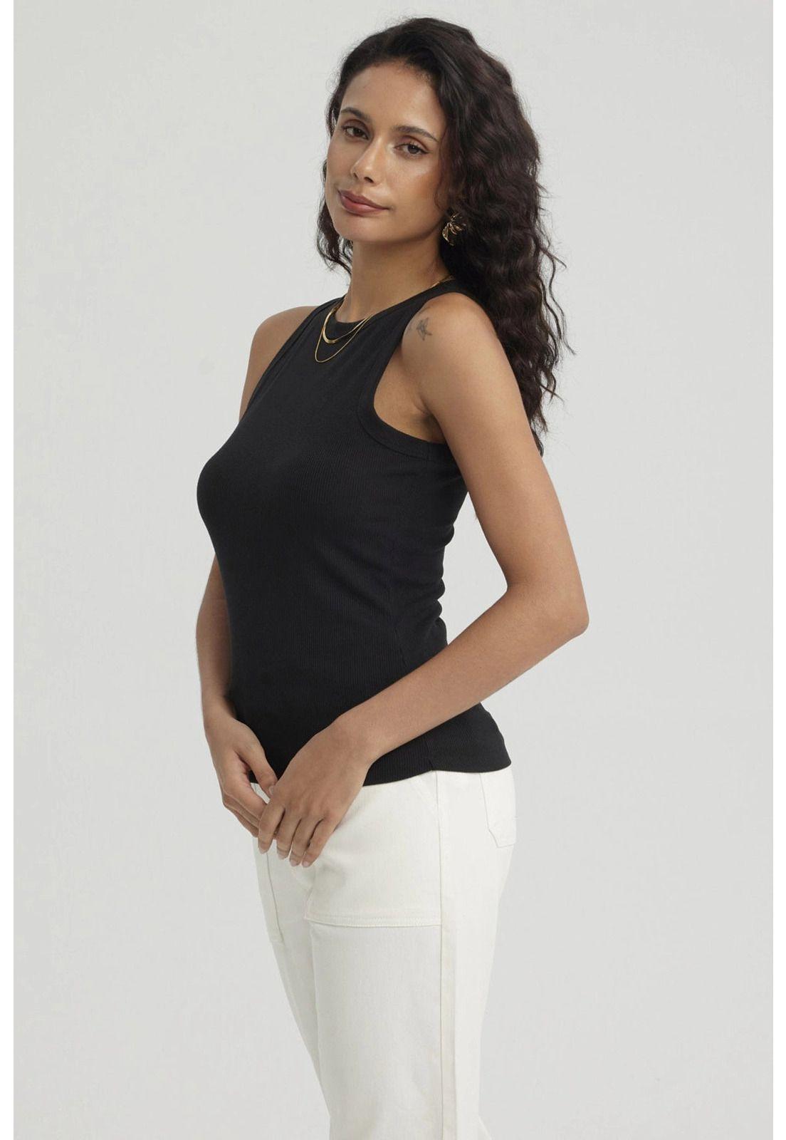 Polera Mujer Rib Grueso Negro-1