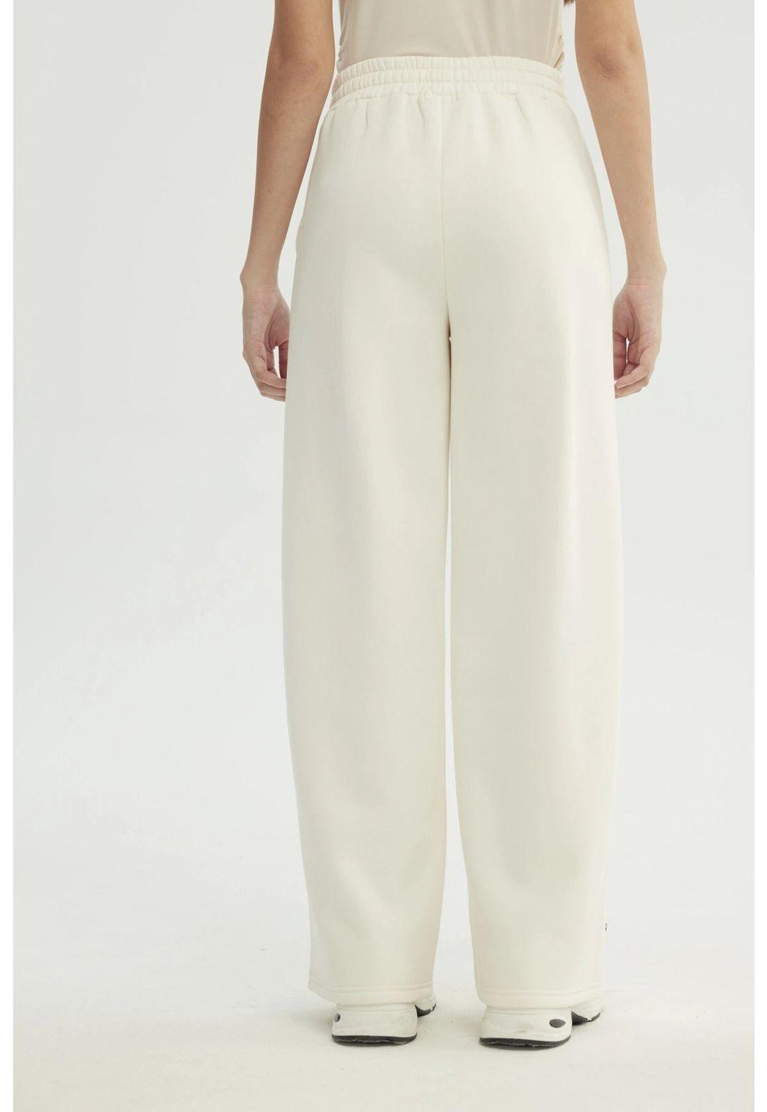 Pantalón Buzo Mujer Wide Leg Crema-1