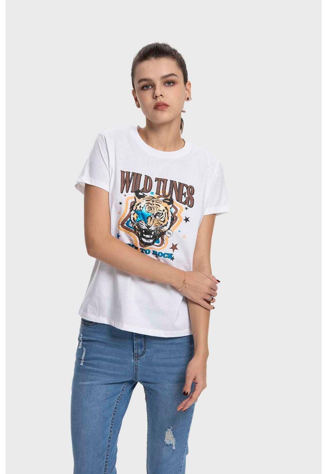 Polera Mujer Básica Print Blanco - IX-0