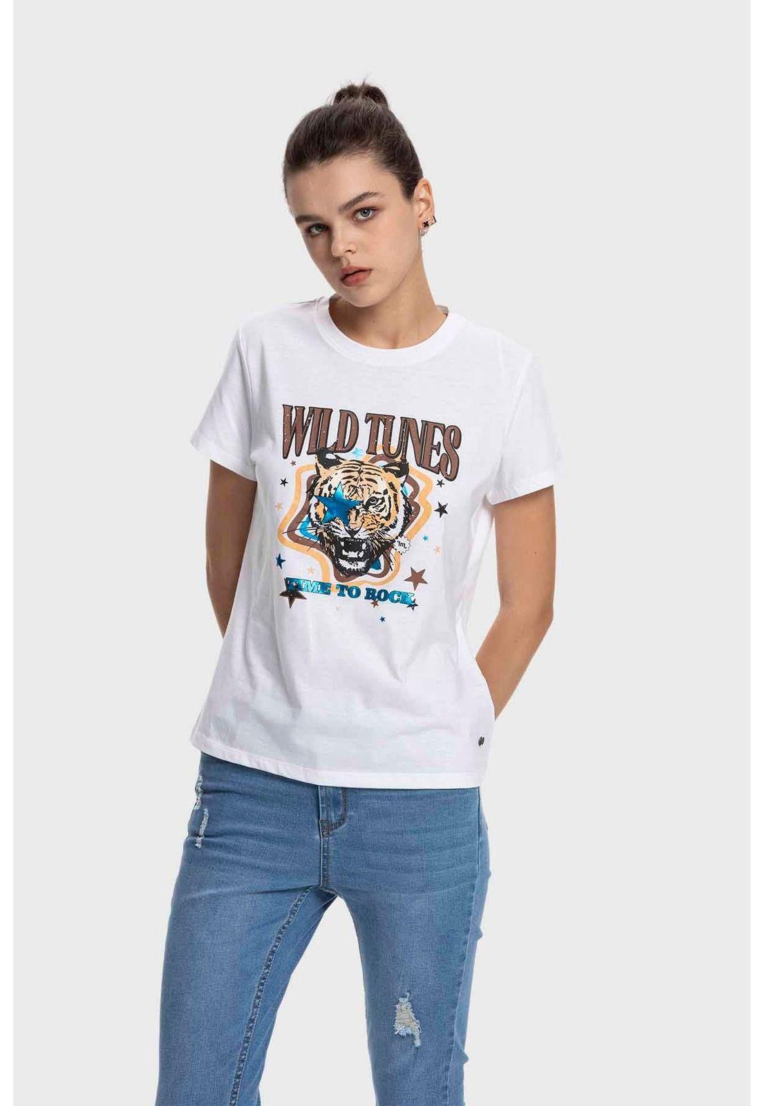 Polera Mujer Básica Print Blanco - IX-1