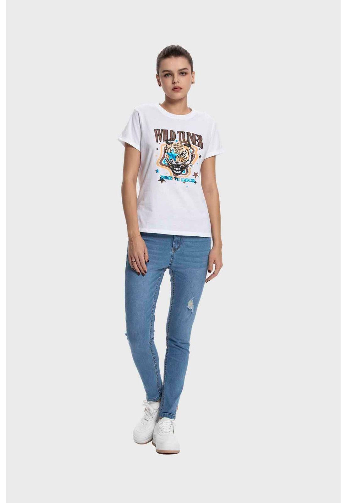 Polera Mujer Básica Print Blanco - IX-3