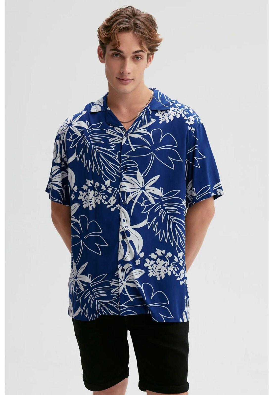 Camisa Hombre Full Print Azul-0