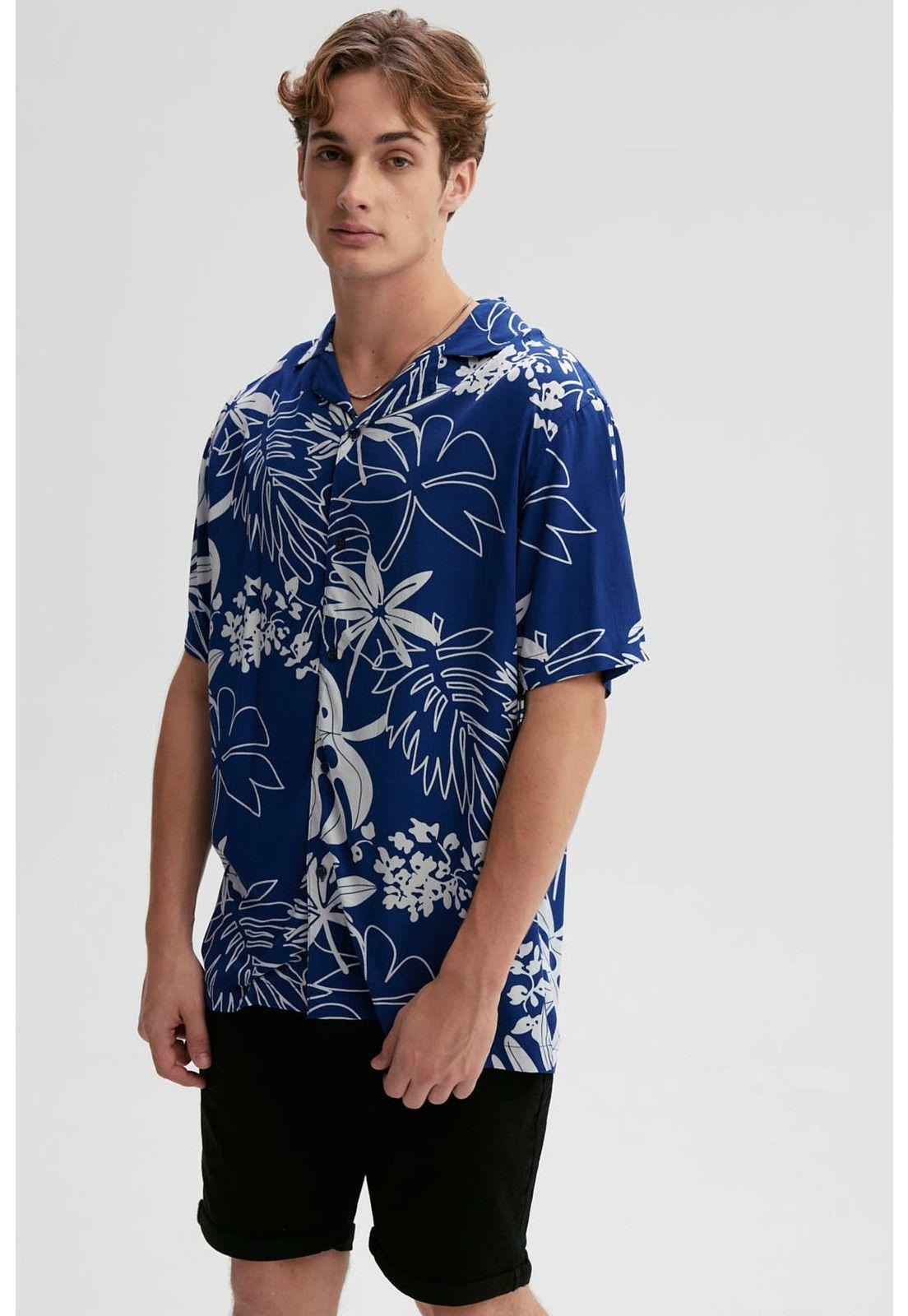 Camisa Hombre Full Print Azul-1