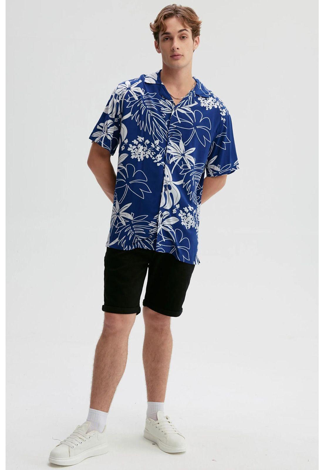 Camisa Hombre Full Print Azul-3