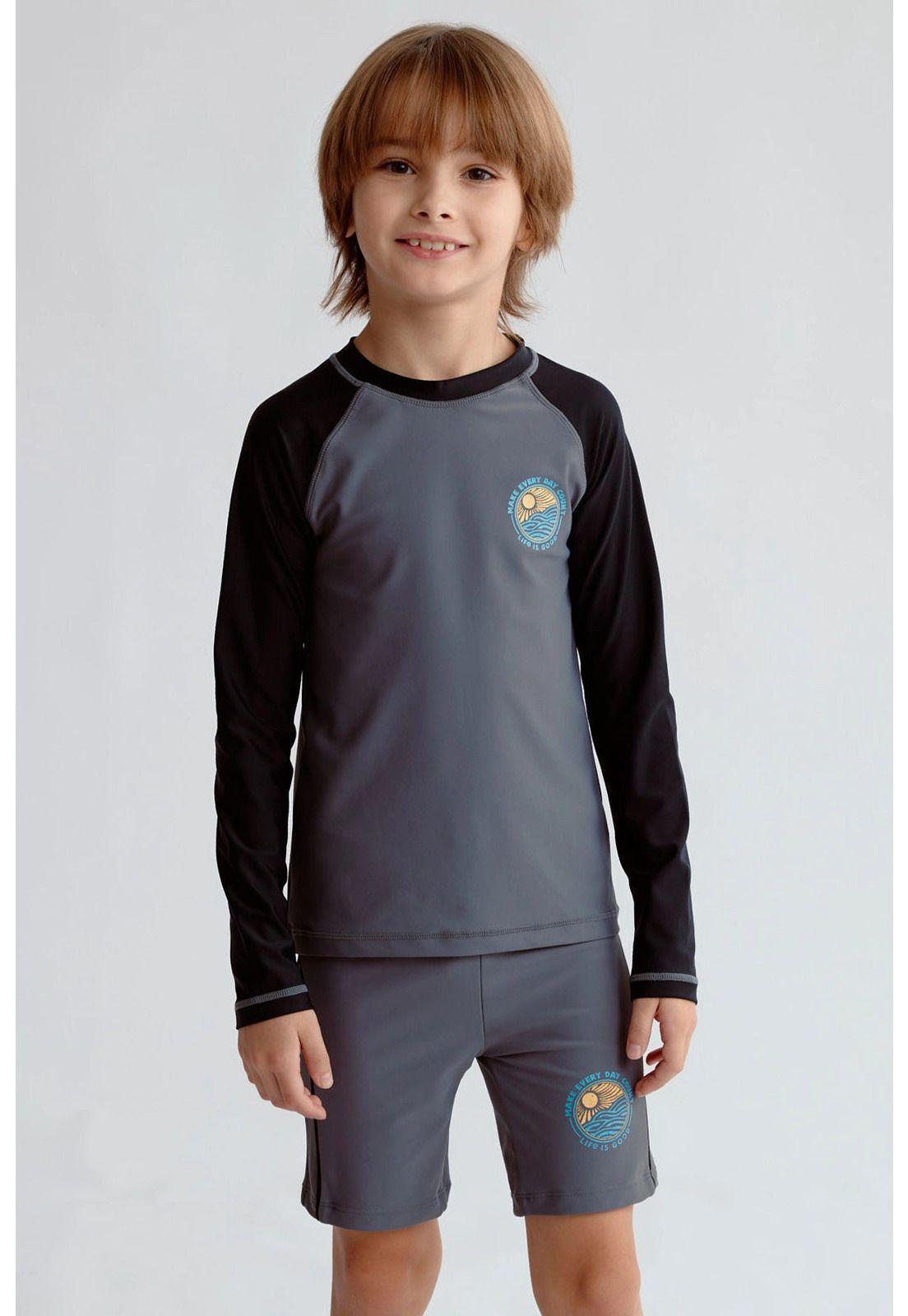 Traje De Baño Niño Filtro Uv Negro - ll-0