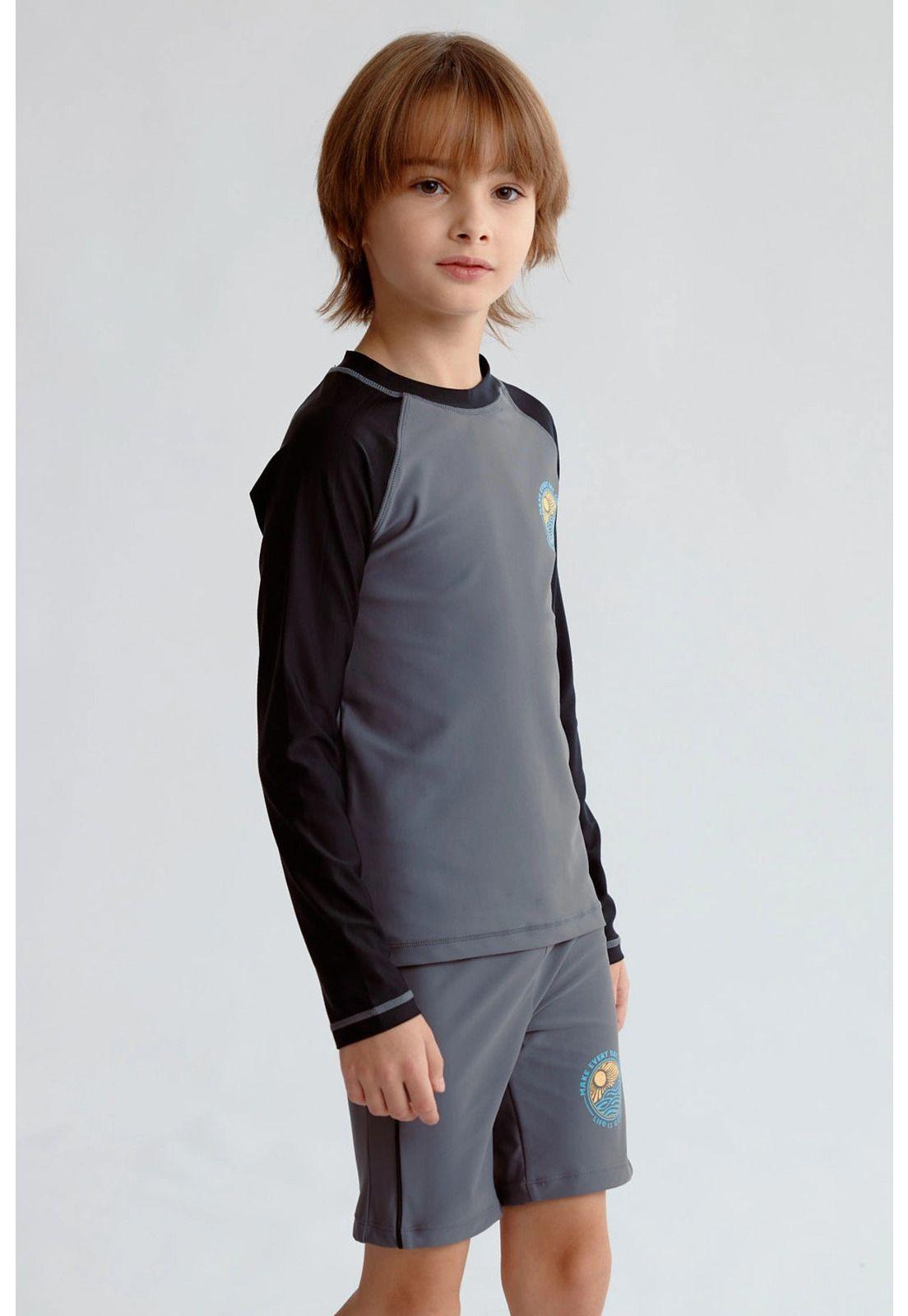 Traje De Baño Niño Filtro Uv Negro - ll-1