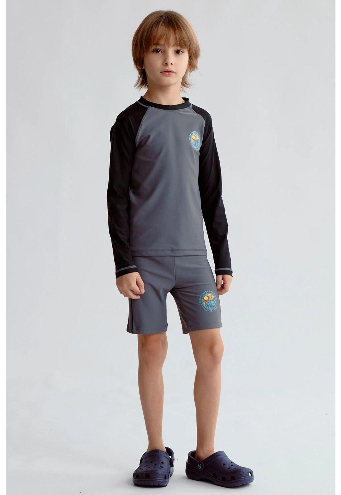 Traje De Baño Niño Filtro Uv Negro - ll-2