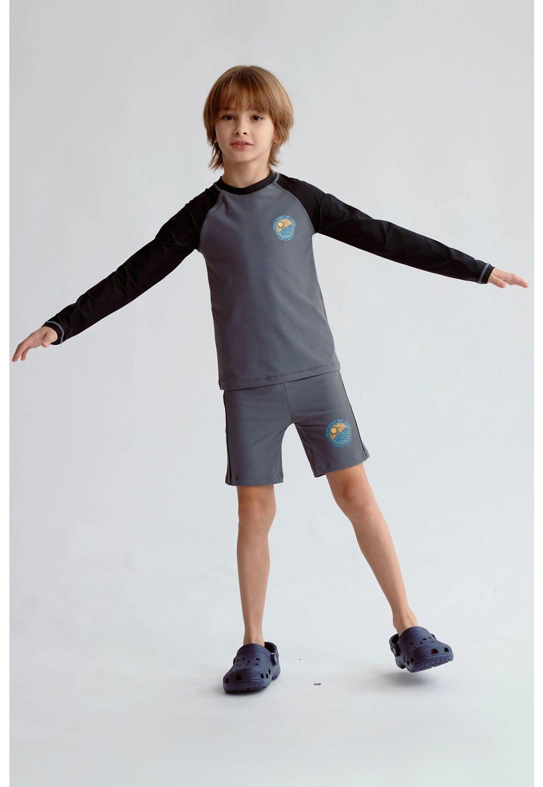 Traje De Baño Niño Filtro Uv Negro - ll-3