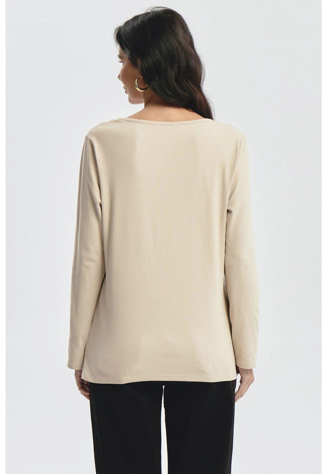 Polera Mujer Detalle Cuello Beige Oscuro-2