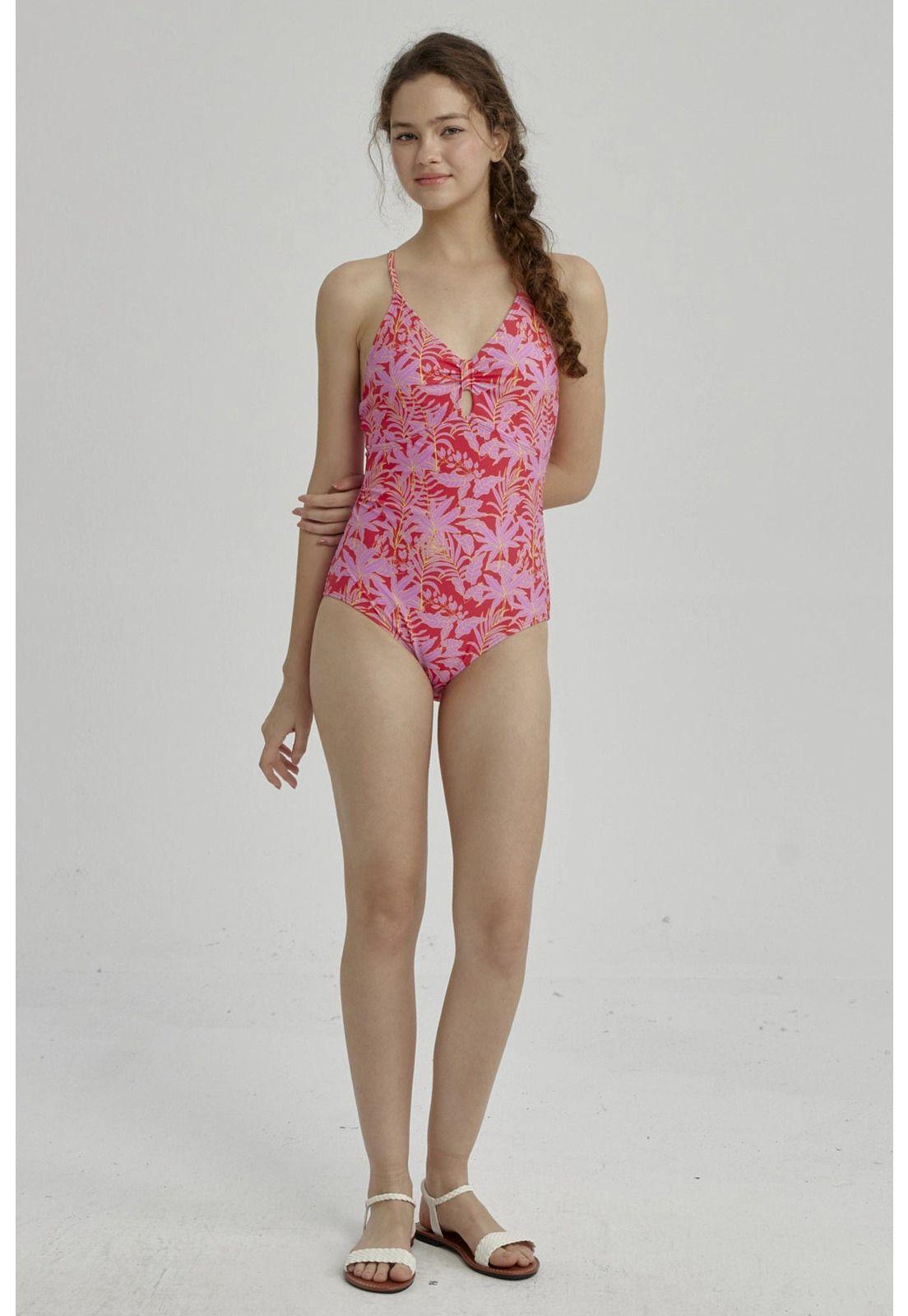 Traje De Baño Niña Full Print Fucsia-1