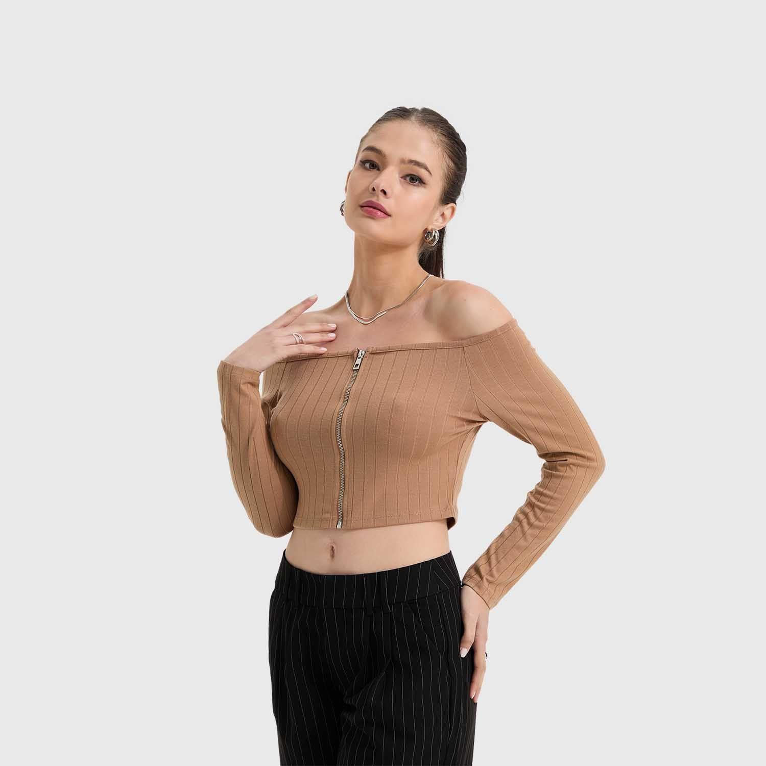 Polera Mujer Bardot C/Cierre Camel Fashion's Park-1