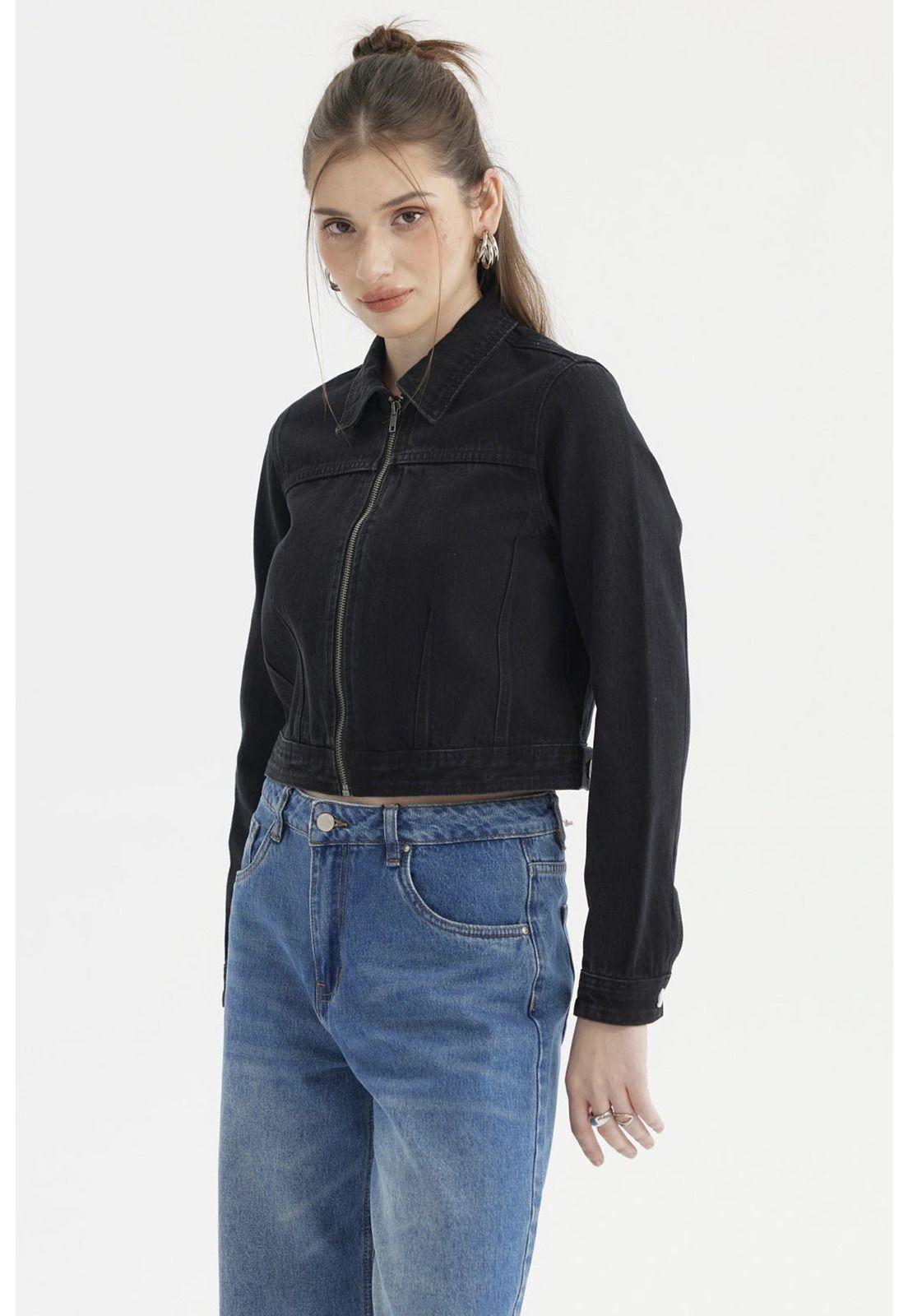 Chaqueta Mujer Trucker Negro-1