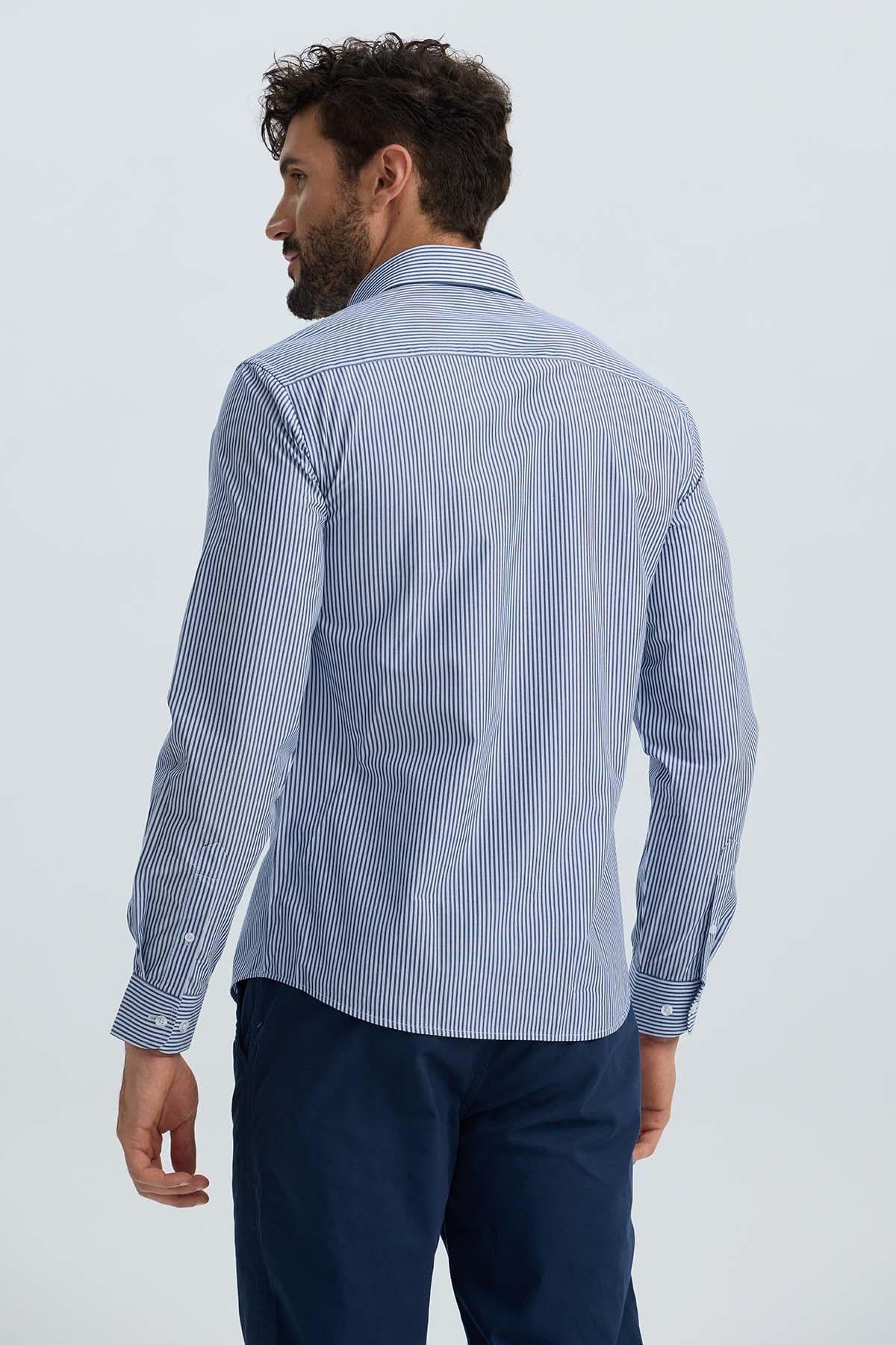 Camisa Hombre Moda Azul Marino-2
