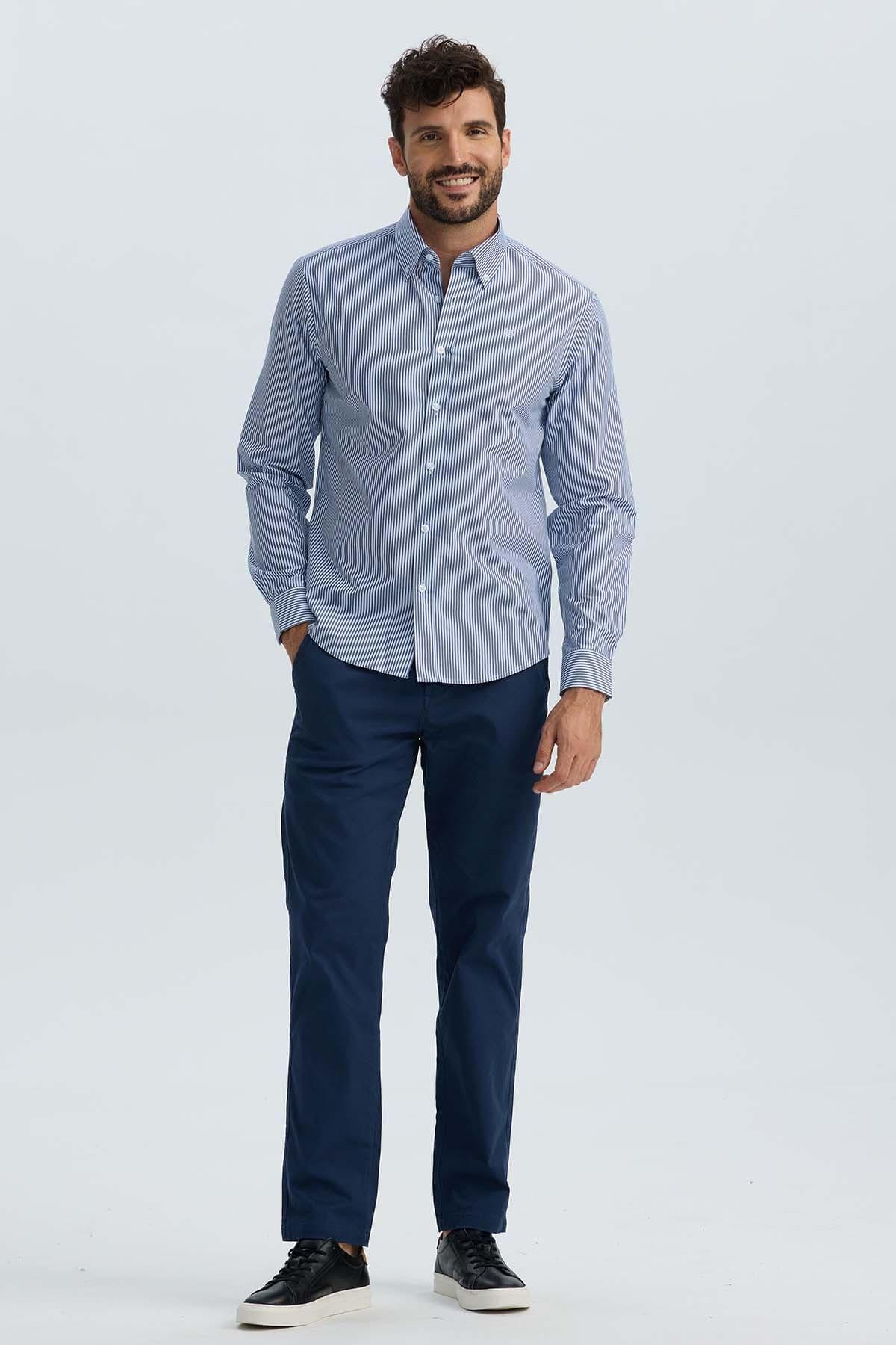 Camisa Hombre Moda Azul Marino-3