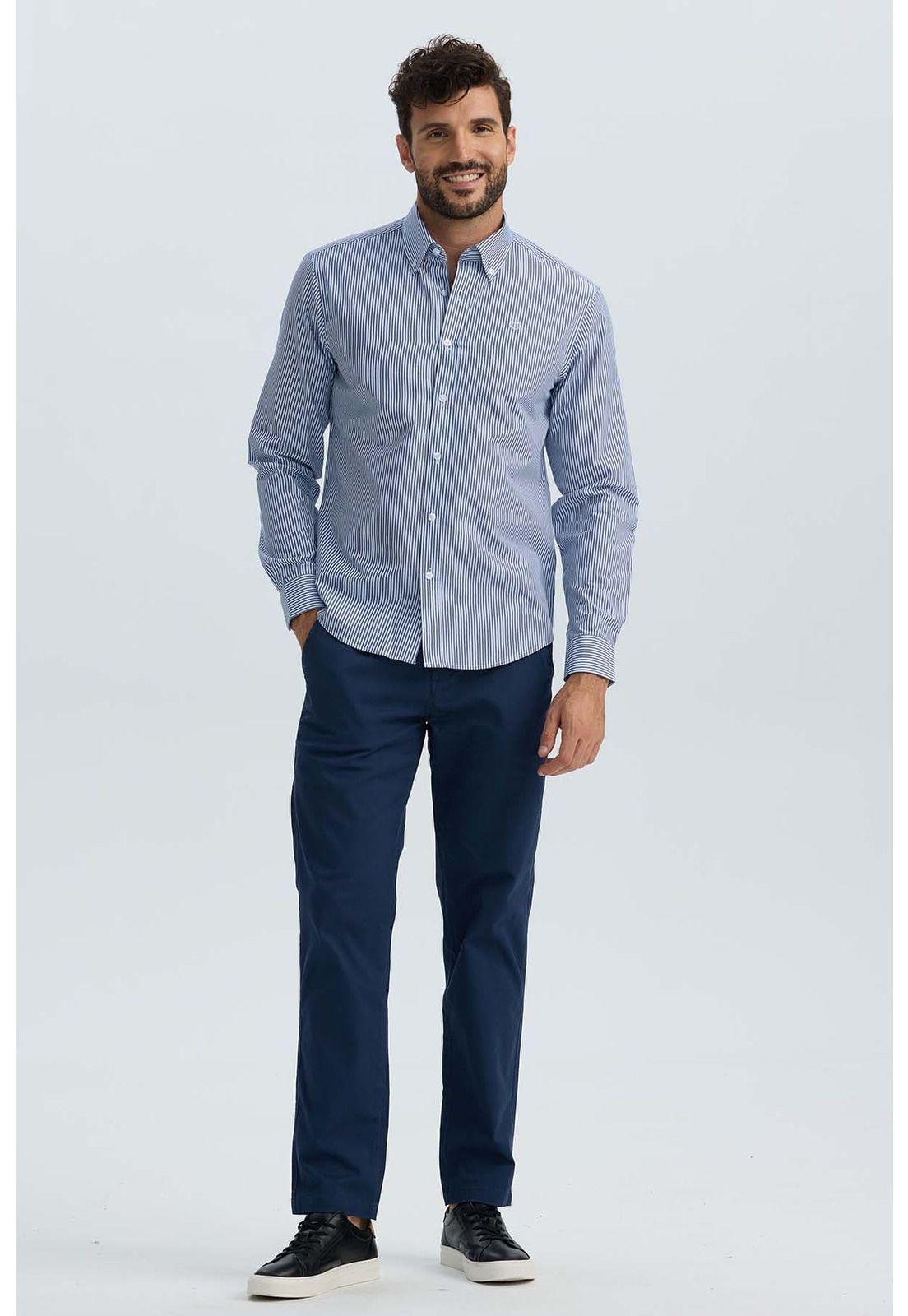 Camisa Hombre Moda Azul Marino-0