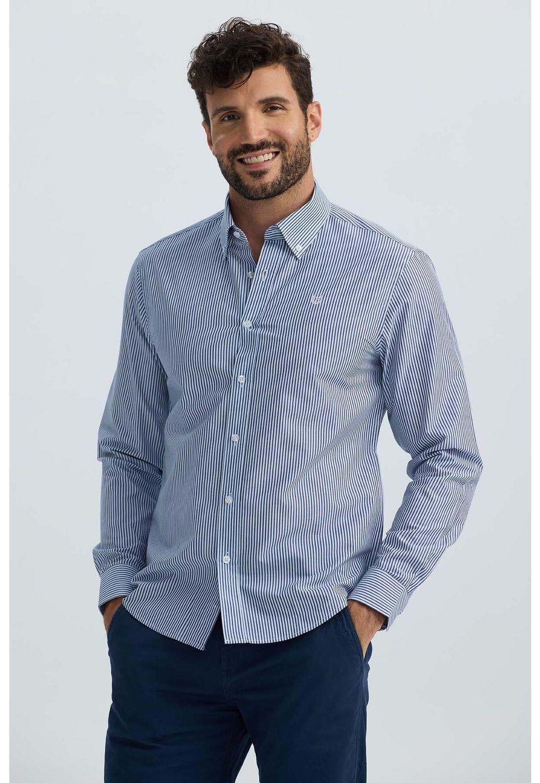 Camisa Hombre Moda Azul Marino-1