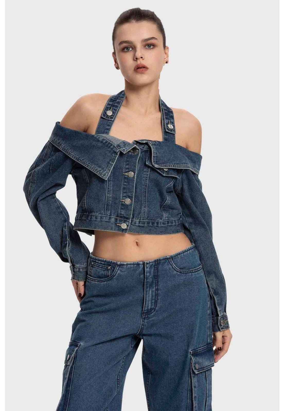 Chaqueta Mujer Denim Off Azul-0