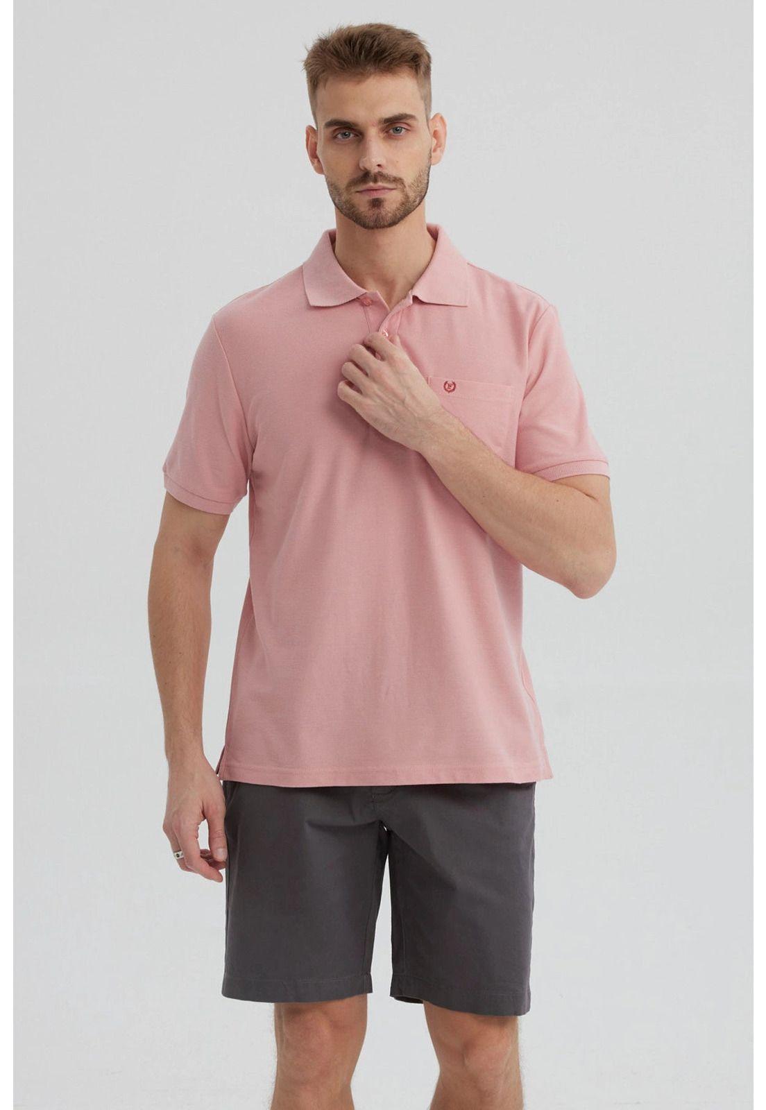 Polera Hombre Pique Básica Lisa Palo Rosa- ll-0