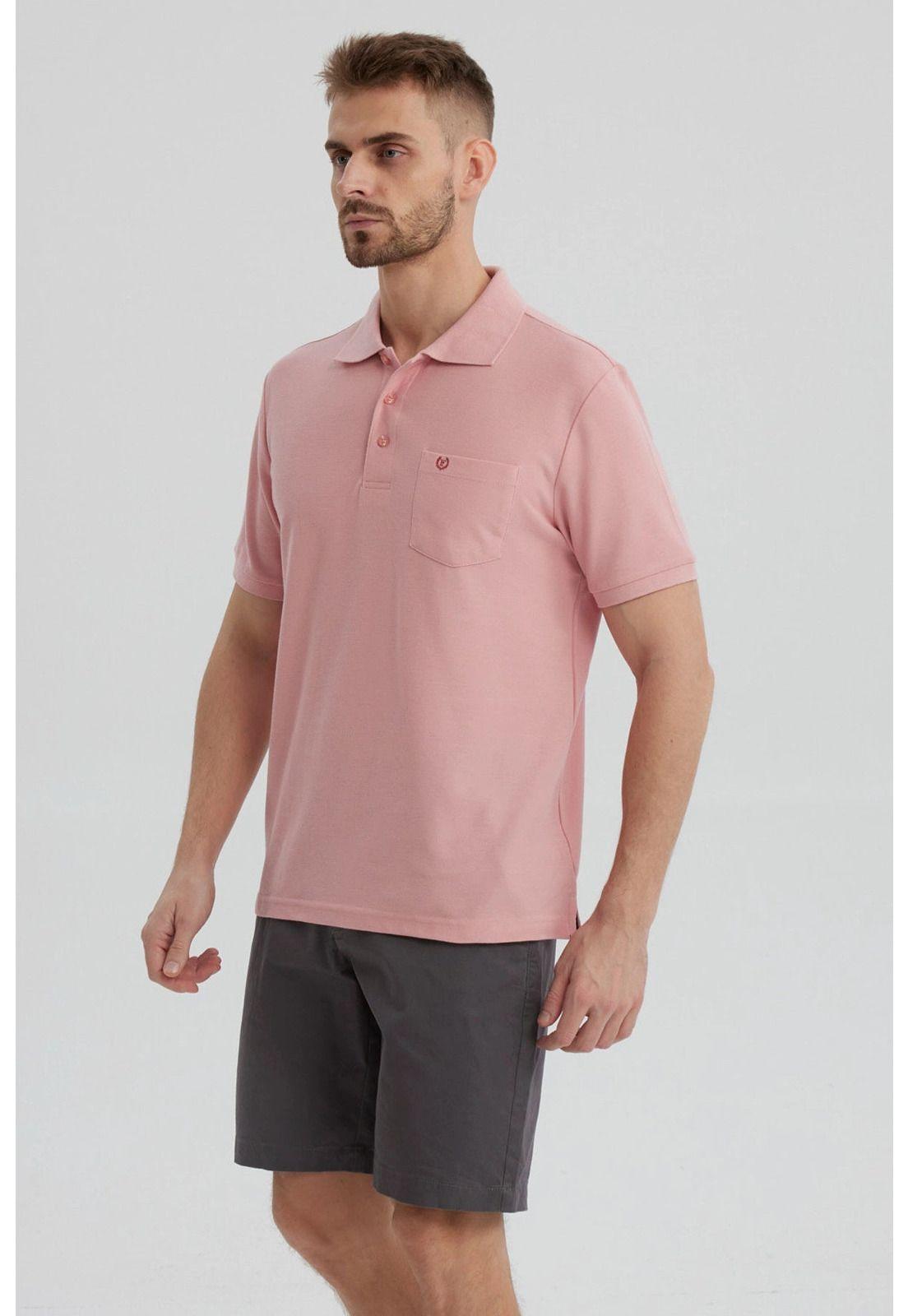 Polera Hombre Pique Básica Lisa Palo Rosa- ll-1