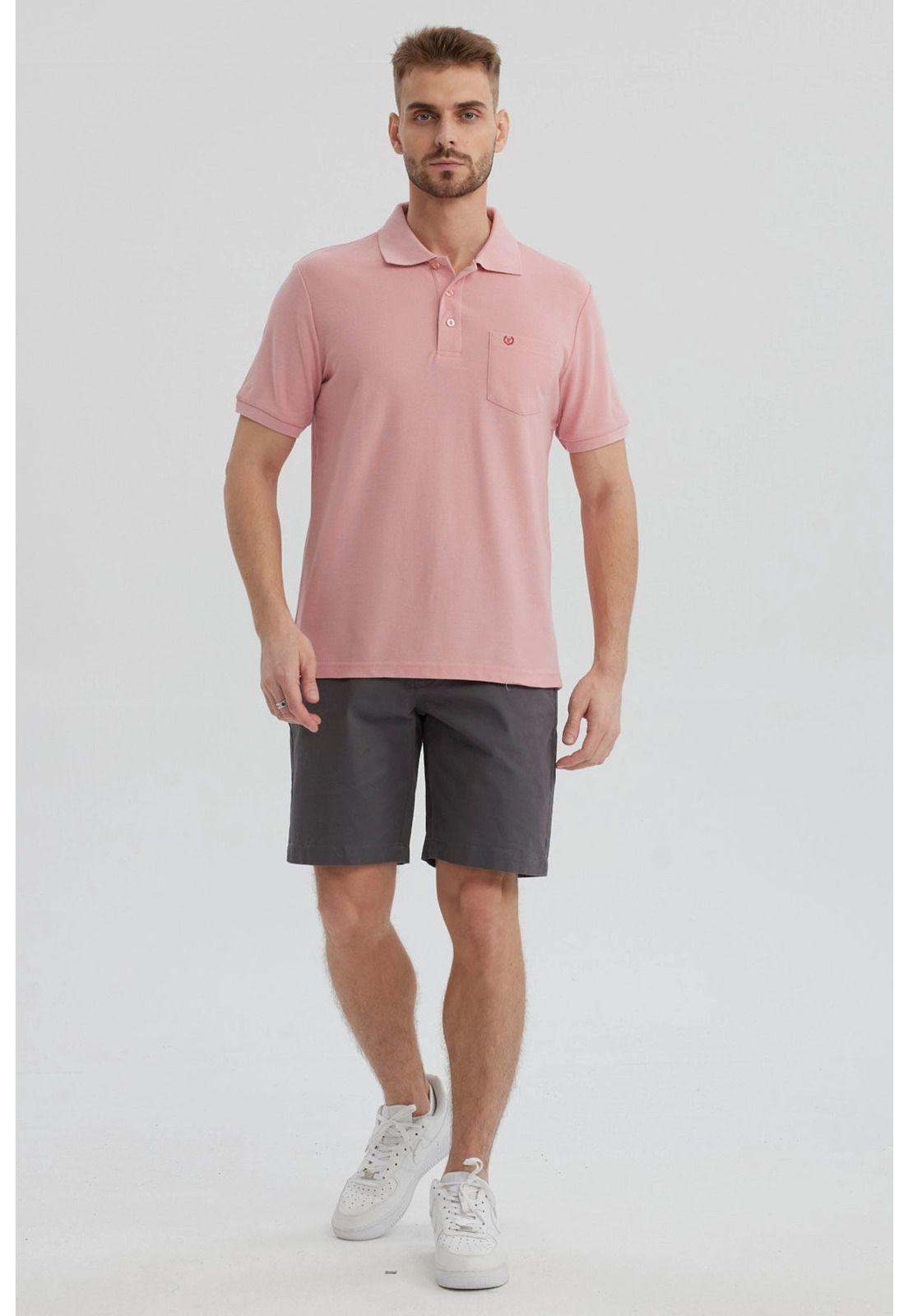 Polera Hombre Pique Básica Lisa Palo Rosa- ll-3