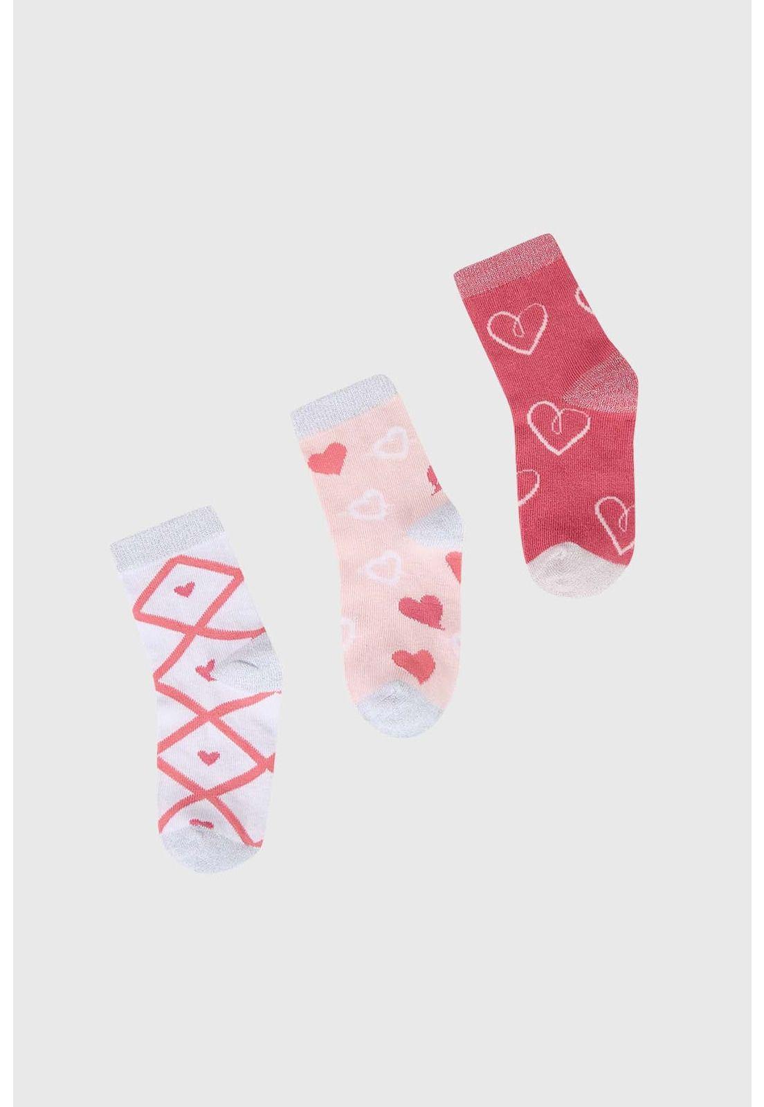 Calcetín Niña Tripack Palo Rosa-0