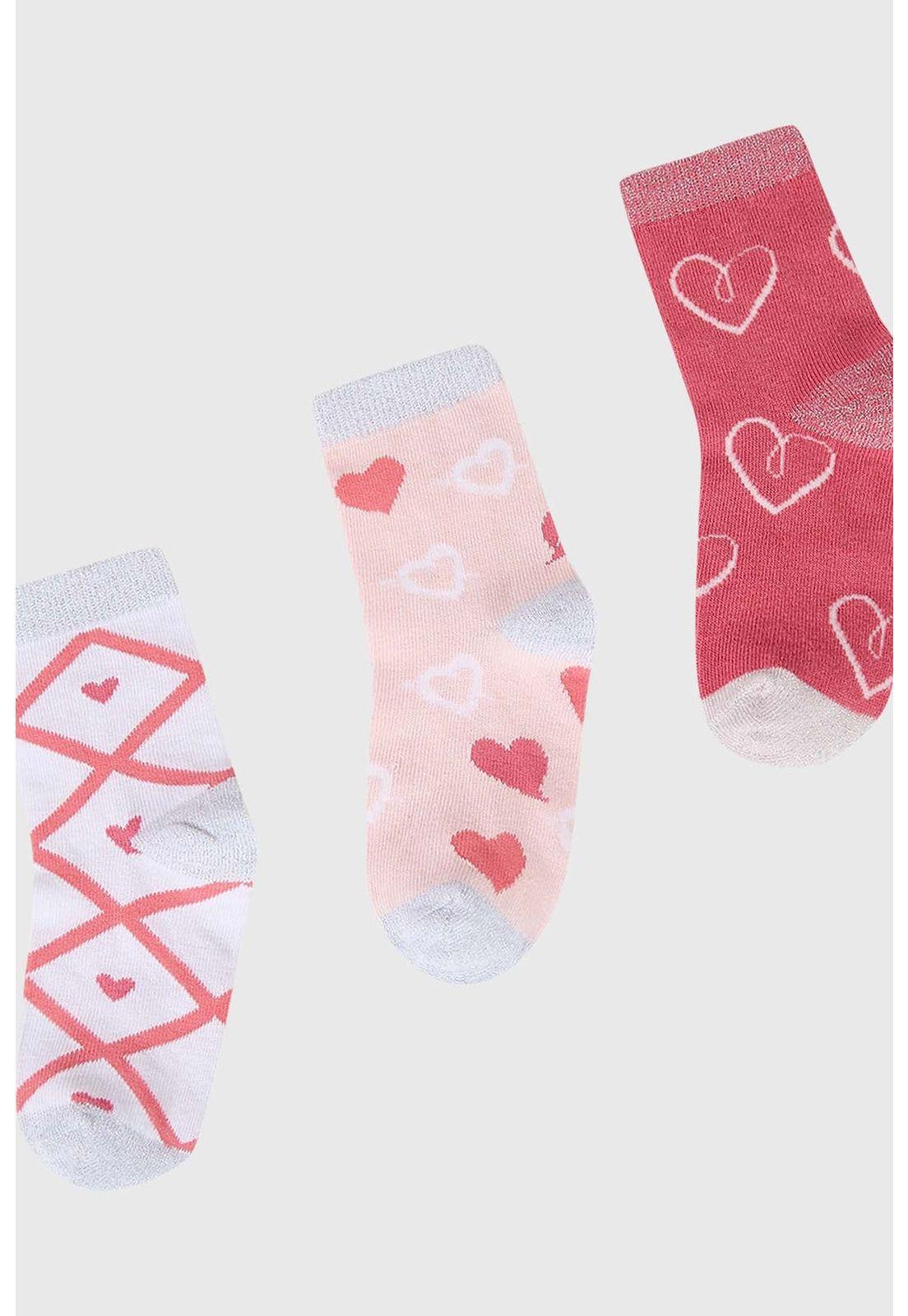 Calcetín Niña Tripack Palo Rosa-1