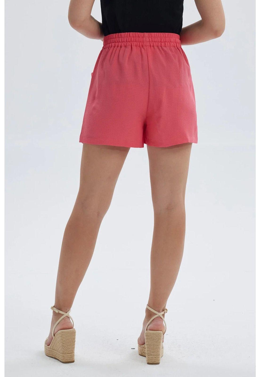 Short Mujer Textura Pretina Elasticada Coral-2