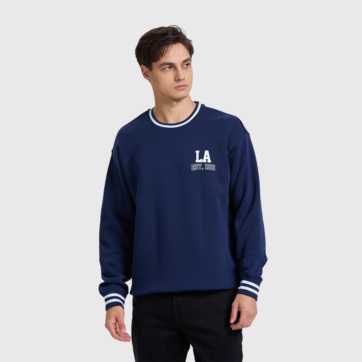 Polerón Hombre Print College Azul-1