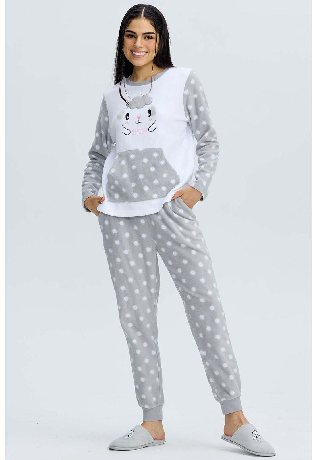 Pijama Mujer Polar Gris - ll-0
