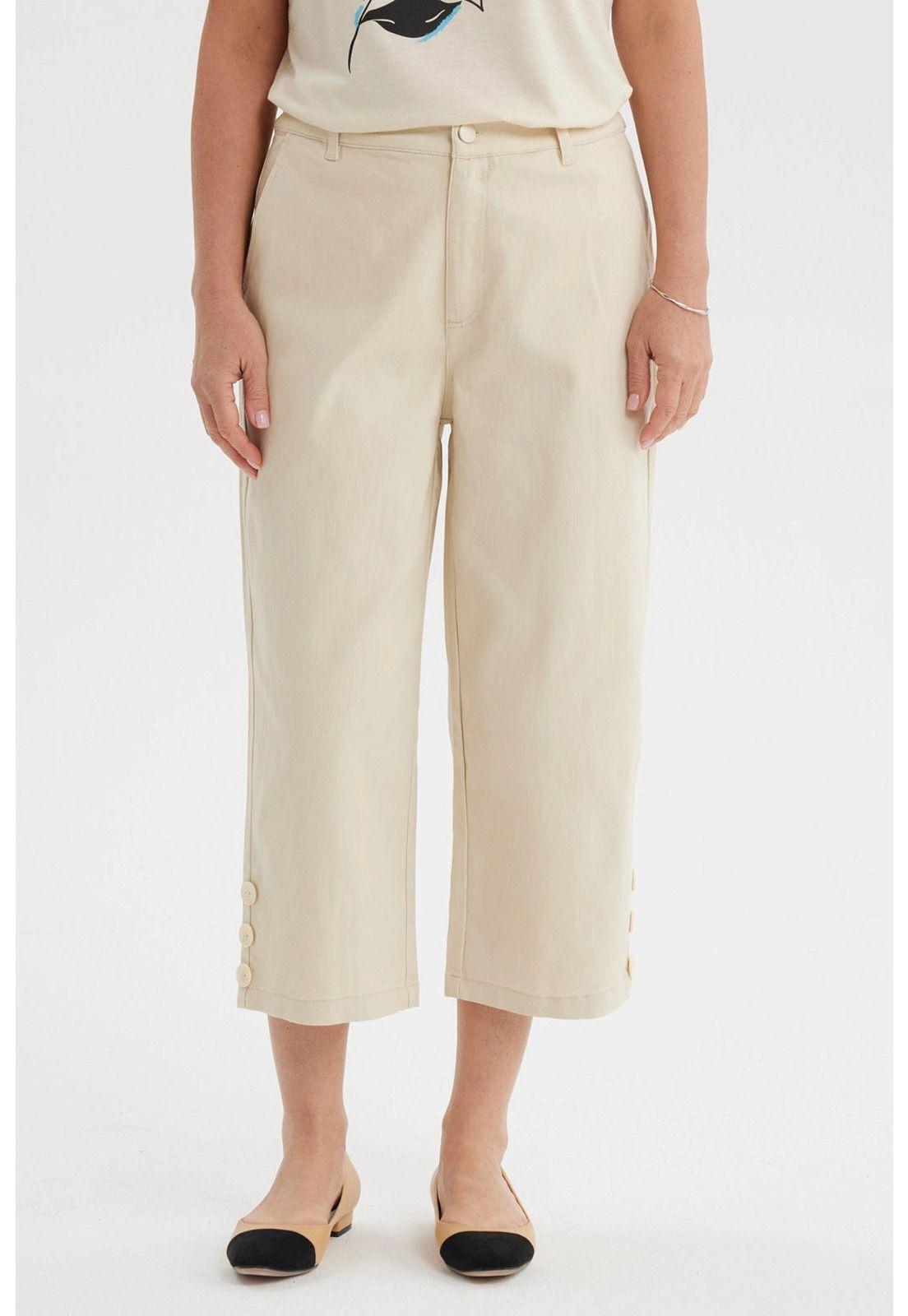 Pescador Mujer Detalle Pretina Beige Claro-0