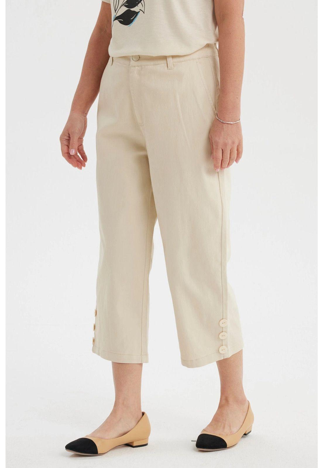 Pescador Mujer Detalle Pretina Beige Claro-1