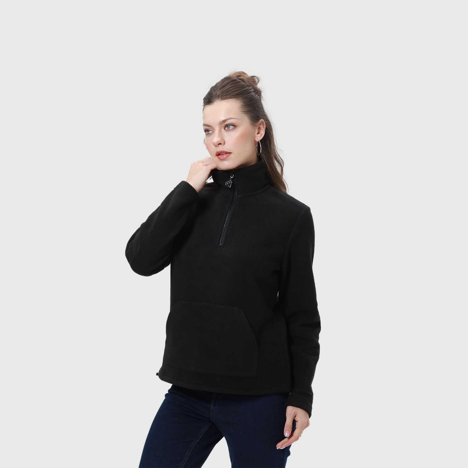 Polar Mujer Medio Cierre Estampado Negro Iii Fsp-1