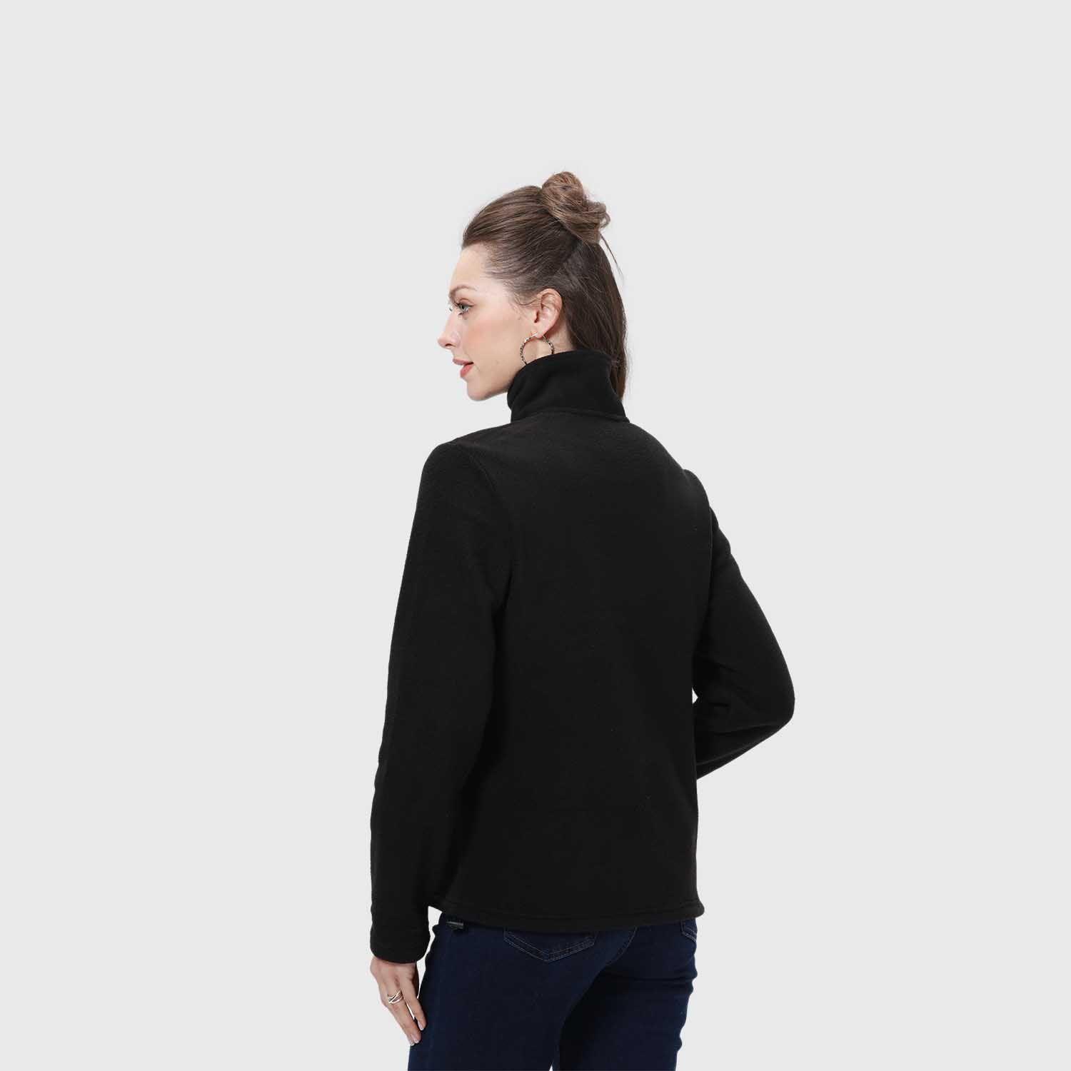 Polar Mujer Medio Cierre Estampado Negro Iii Fsp-2