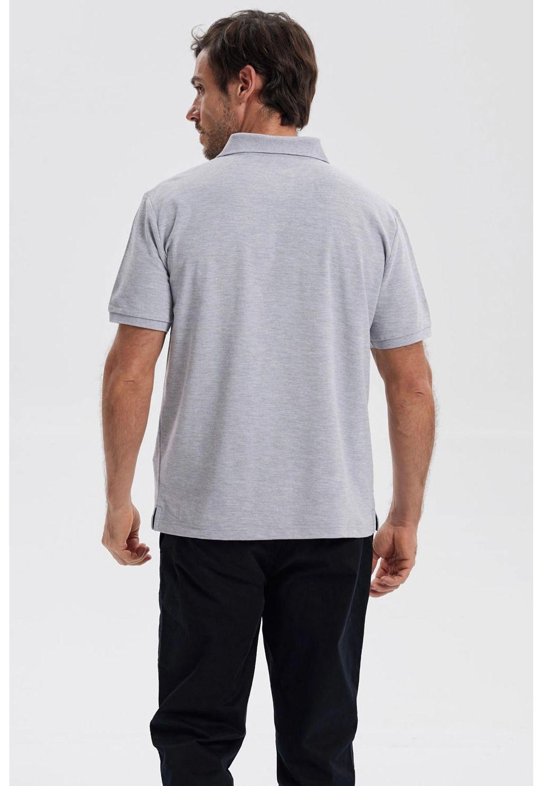 Polera Hombre Piqué Básica Lisa Gris Melange - lll-2